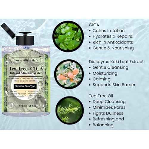 Essentially KateS Makeup Remover Micellar Cleansing Water 16.9 Fl Oz with Hyaluronic Acid & Tea Tree, Hydrating and Suitable for Sensitive Skin - Eyes+Face+Lips - Korean Skin Care