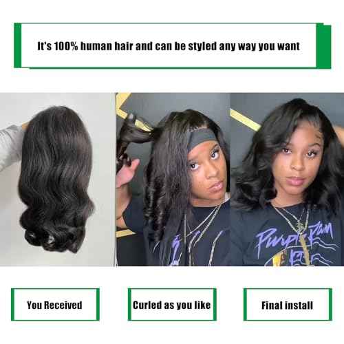 Douyin Bob Wig Human Hair 13x4 Frontal Lace Wig Body Wave HD Lace Front Wigs Human Hair Pre Plucked Glueless Bob Wigs for Women (16 inch, Natural Black)