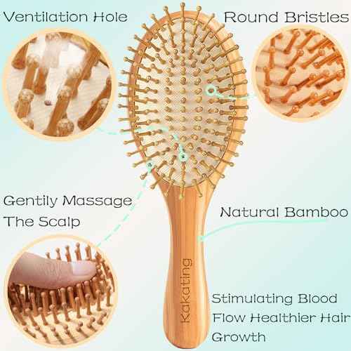 32 Pack Bamboo Hair Brush for Hair Growth | Natural Wooden Hairbrush Detangling Massaging Scalp Bulk (Ellipse, Count, 32)