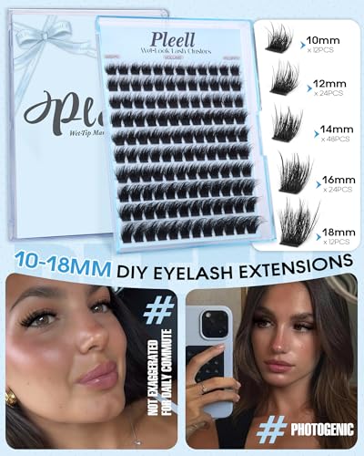 Pleell Wispy Fluffy Lash Clusters 10-18mm D Curl Volume Eyelash Extensions