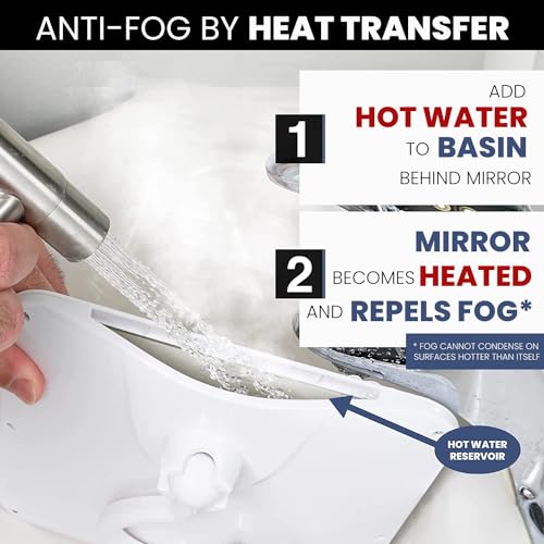 Fogless Shower Mirror with Razor Holder – 8" Real Glass