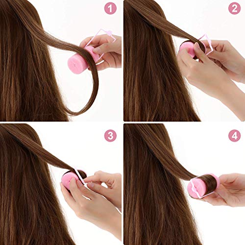 Geyoga Soft Foam Hair Rollers 18 Pieces Large Pink