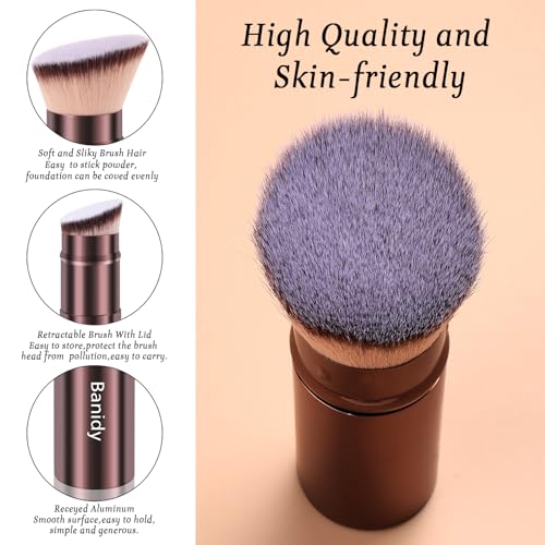 Retractable Kabuki Makeup Brush - Travel Foundation & Blush Brush