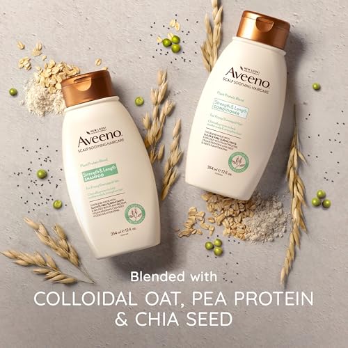 Aveeno Plant Protein Blend Shampoo for Strong Healthy-Looking Hair,12 fl oz,(Pack of 2)