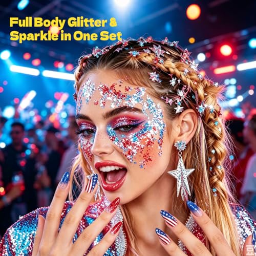SAM SUGAR Patriotic Glitter Set - Face, Body & Nail Strips