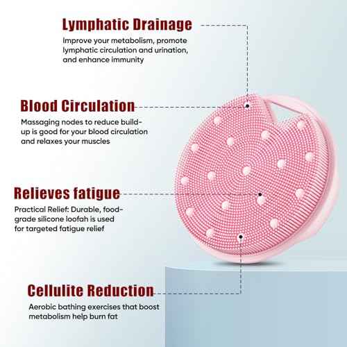Relieve Skin Inflammation - Silicone Body Scrubber with Anti Zinc Infused-Stiff and Soft Bristles Exfoliating Body Shower Scrubber for Body,Lymphatic Drainage,Blood Circulation- Pink