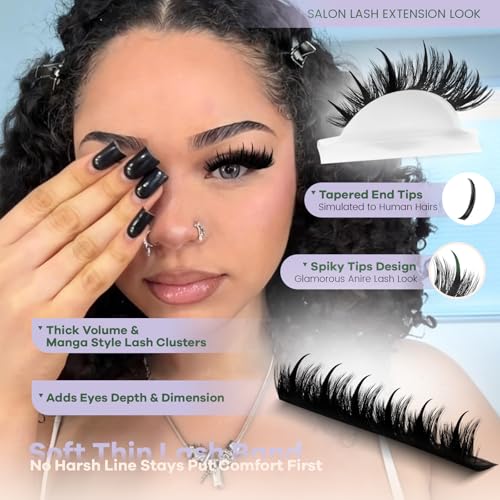 200D Volume Lash Clusters with Spikes - 12-20mm D Curl DIY Eyelash Extensions