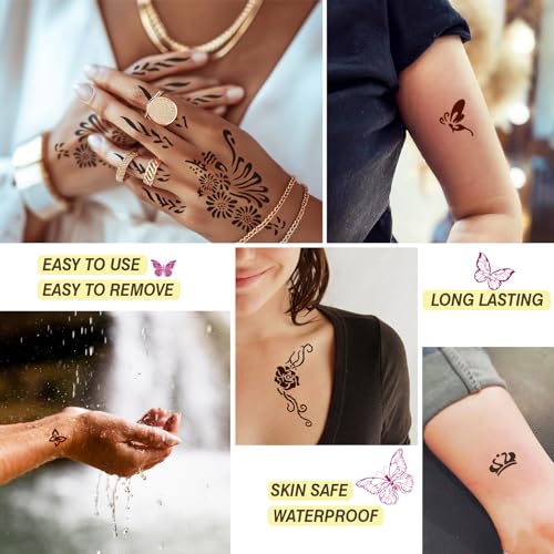 MuseLuxe 126 Temporary Tattoo Stencils Kit with Ink & Gloves