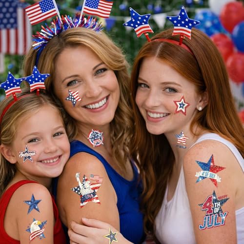 120 Pcs Patriotic 4th of July Temporary Tattoos - Star Designs