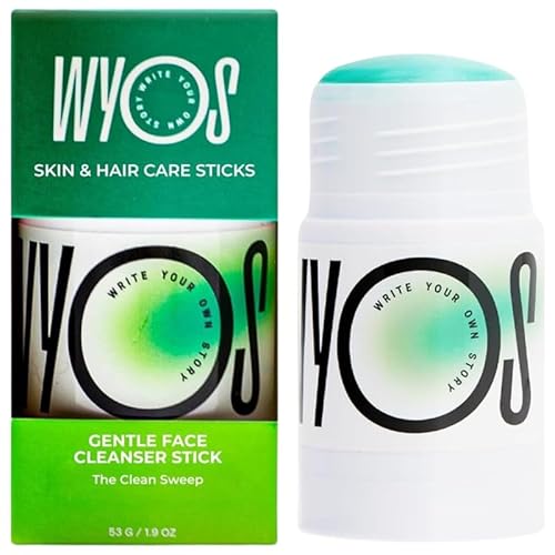 WYOS Face Cleanser Stick for Men ? Hydrating Glycerin Formula Deep Cleans Without Drying, Removes Sweat, Oil & Dirt, Gentle on Sensitive Skin, Hands-Free Solid Facial Wash, Leak-Proof & TSA-Friendly