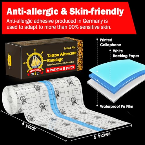 AZEN Tattoo Aftercare Bandage 6"x 8 Yard Waterproof Wrap