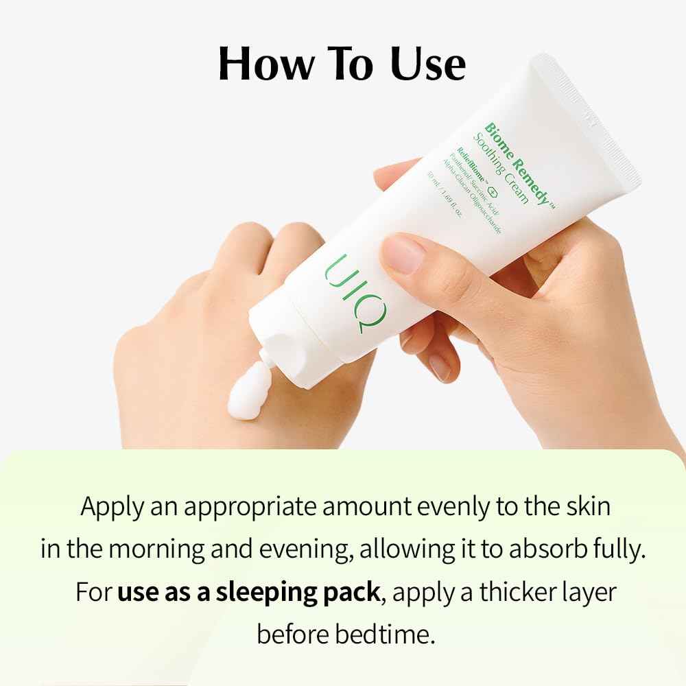 UIQ Biome Remedy Soothing Cream, Instant Soothing, Nourishing, Hydrating, Panthenol, Non Comedogenic, Hydrating daily facial moisturizer, Korean skincare 1.69 fl. oz. (50ml)