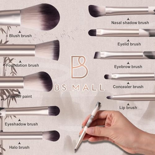 BS-MALL large Led Makeup Mirror Case Travel Makeup Brushes Set 15 Pcs ? LED Light Mirror with Makeup Sponge for Enhanced Beauty Routine Desk Stand Led Mirror