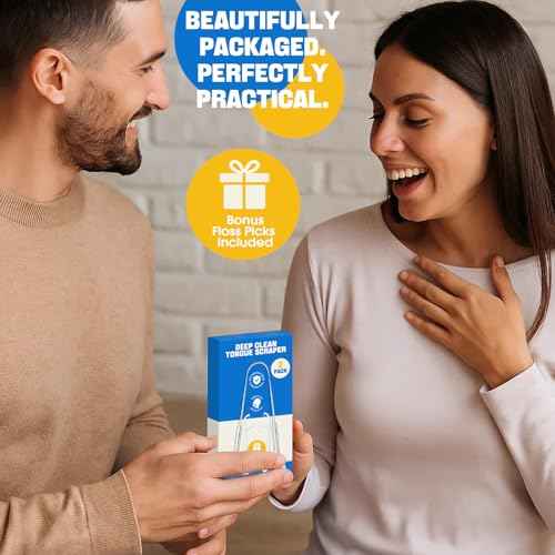 Stainless Tongue Scraper Set for Adults£º Easy To Use For Oral Care and Hygiene ? Pack Of 2 Stainless Steel Tongue Cleaners, 2 Travel Cases, 4 Floss Picks ? Cleaning for Tongue Care & Fresh Breath