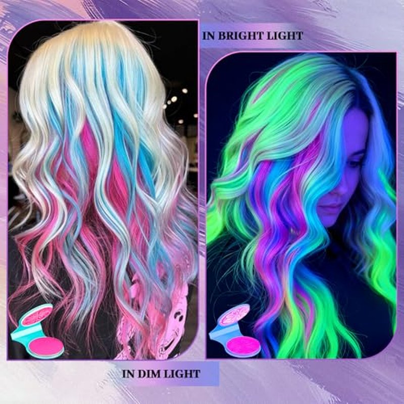 6 Colors Temporary Hair Chalk for Kids | Washable & UV Reactive
