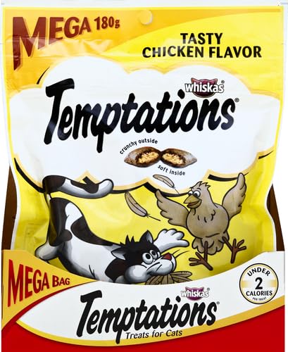 Temptations Classic Crunchy and Soft Cat Treats Tasty Chicken Flavor, 6.3 Oz, Pack of 10