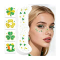 St Patricks Day Temporary Tattoos, 40 Pcs Glitter Shamrock Face Stickers
