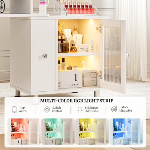 Paddie Manicure Table with LED Lamp, Dust Collector & Storage