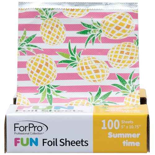 ForPro FUN Summertime 5" Foil Sheets, Aluminum Hair Foils for Color Application and Highlighting Services, Food Safe, Pop-Up Dispenser, 5¡± W x 10.75¡± L, 100-Count