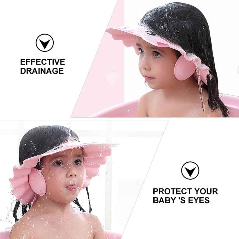 Totority Waterproof Baby Bath Cap with Adjustable Ear Cover 2 Pack Infant Shower Hat for Toddler Shampoo Protection and Comfortable Bathing