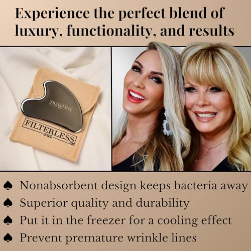 FilterLESS Era Ace of Spades Gua Sha Facial Tool | Stainless Steel Face Massager for Sculpting, Muscle Scraping & Lymphatic Drainage