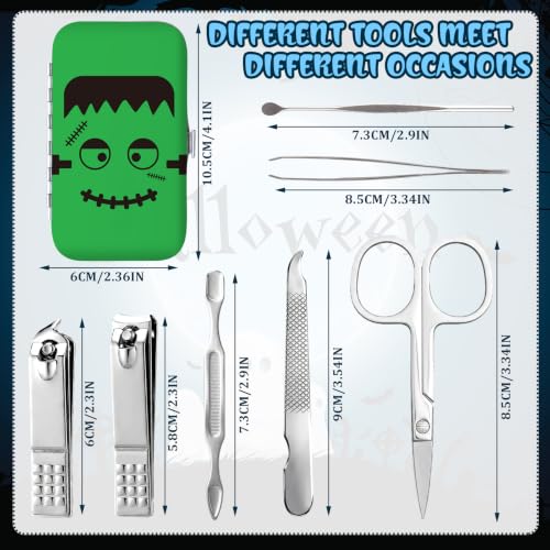 Halloween Manicure Set Gifts Bulk - 12 Complete 7-in-1 Nail Care Kits with Bag & Card