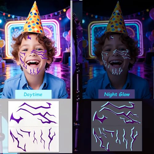 56 Pcs Kpop Glow in Dark Temporary Tattoos with Laser Foil