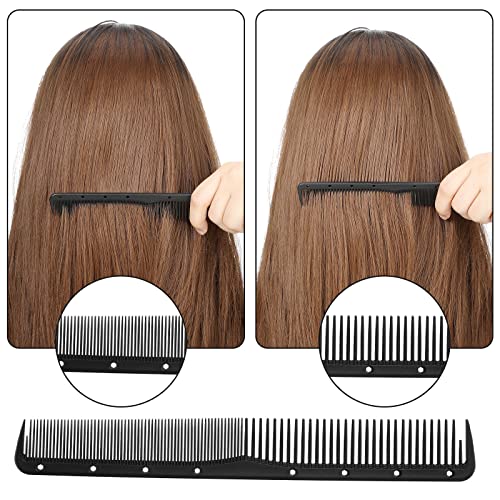 Leinuosen Carbon Fine Cutting Comb Set, 12-Piece Barber Salon Hair Comb