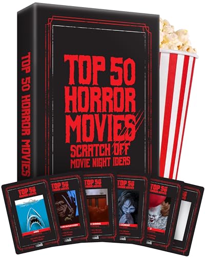 Top 50 Horror Movies Scratch Off Cards - Movie Night Halloween Gift - Palettes and Prints