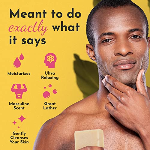Lavender + Patchouli Soap, Relaxing & Moisturizing Soap for Men, Natural Bar Soap Shea Butter & Essential Oils, Cold Processed Natural Soap, 4.8 Oz