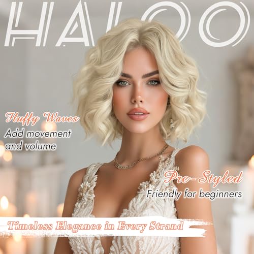 Haloo Blonde Bob Wig Lace Front Short Wavy 11 Inch