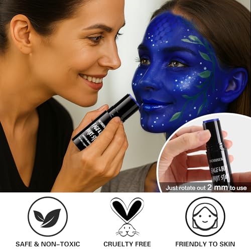 Blue Face Paint Stick - Full Coverage Washable Cream Makeup