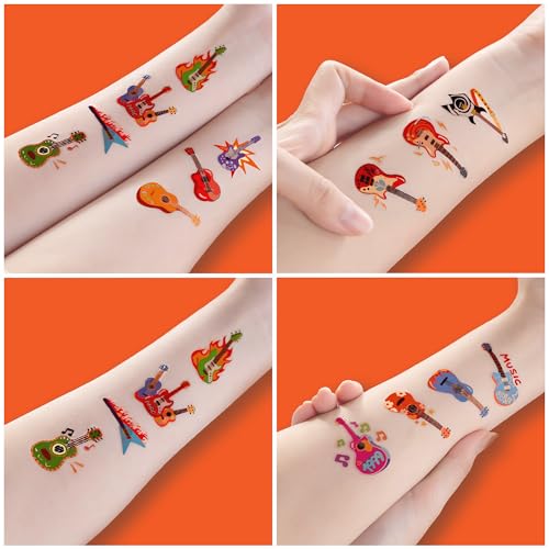 96 PCS Guitar Temporary Tattoos for Kids Party Favors