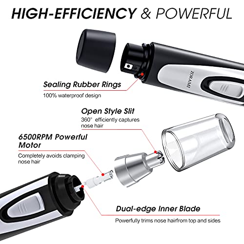 ZORAMI Ear and Nose Hair Trimmer - Dual Blade Painless Clipper for Men & Women