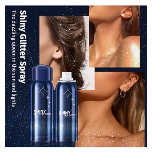 2 Pcs Body Glitter Spray, Perfect Long-Lasting Shiny Hair and Clothes Glitter Spray for Stage Makeup, Festival, Rave Prom.