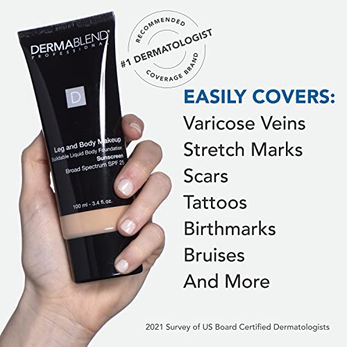 Dermablend Body Makeup Foundation SPF 25, 20N, 3.4 Fl Oz - Skin-Friendly, Vegan