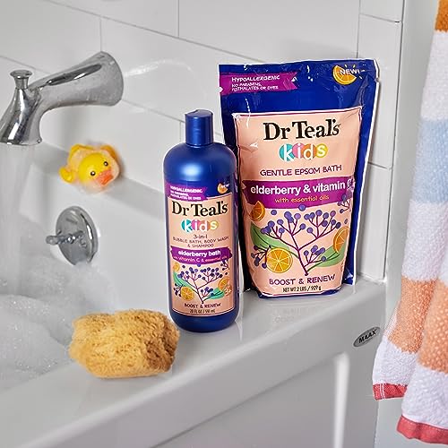 Dr Teal's Kids 3-in-1 Elderberry Bath: Bubble Bath, Body Wash & Shampoo, 20 fl oz.