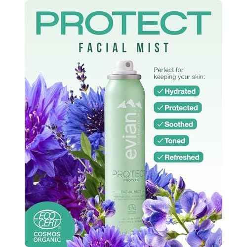 Evian Protect Facial Mist - Hydrating Mineral Water Face Spray with Aloe & Natural Extracts - Cooling Toner Mist for Face & Skin - Refreshing Facial Spray to Hydrate and Support Skin Barrier