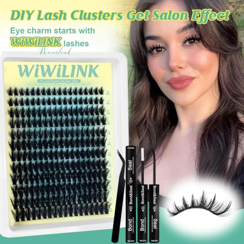 Lash Clusters Kit 10-18mm D Curl Fluffy Eyelash Extensions with Bond & Seal