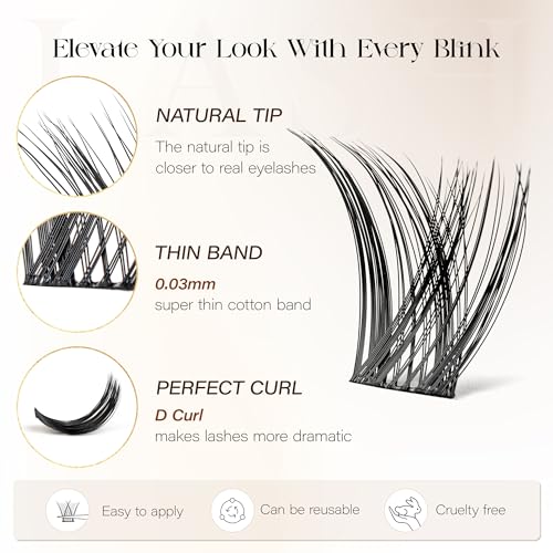 BEFER D Curl Lash Clusters 132 Pcs - DIY Eyelash Extensions 10-16MM