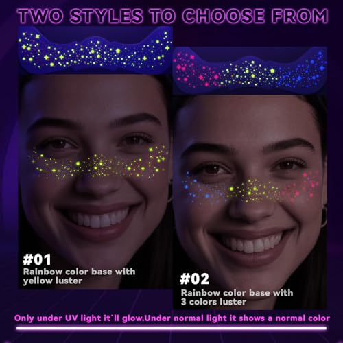 UV Glow Freckle Tattoo Stickers - 6pc Rainbow Star Set