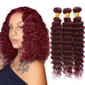 #99J Burgundy Deep Wave Human Hair Bundles - 3 x 24 Inch