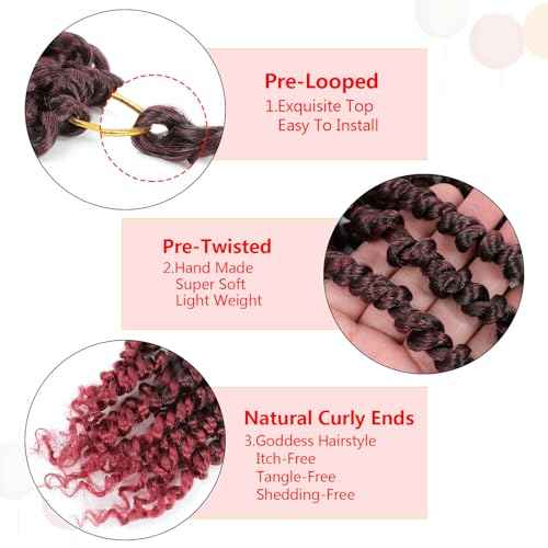 Fulcrum Passion Twist Crochet Hair 12 Inch, 9 Packs Pre Looped Passion Twist Hair, Pre-Twisted Passion Twist Crochet Hair For Black Women (12Inch (Pack of 9), TBUG#)