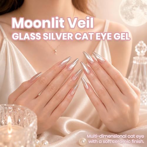 Beetles Moonlit Veil Silver Cat Eye Gel Nail Polish - 15ml Sheer Magnetic