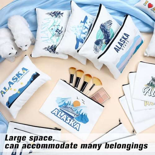 16 Pcs Alaska Cosmetic Bag Souvenir Gifts Makeup Bag Travel Vacation Zipper Pouch Purse for Women Birthday Trip Gifts Party Favors