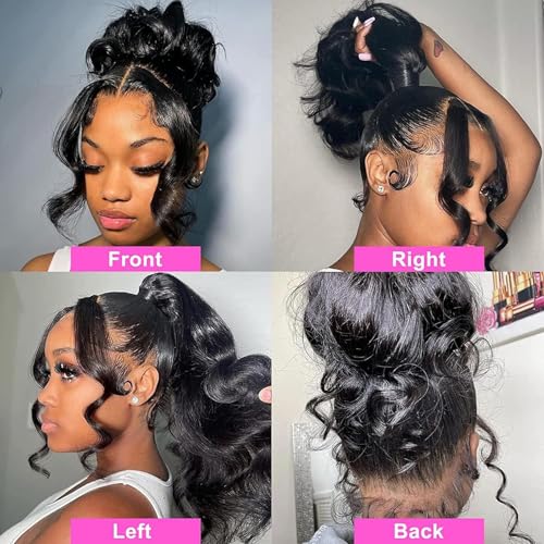 16 Inch 360 Lace Frontal HD Transparent Full Lace 100% Unprocessed Remy Human Hair Body Wave Frontal Bleachable Knots 360 Closure Natural Color
