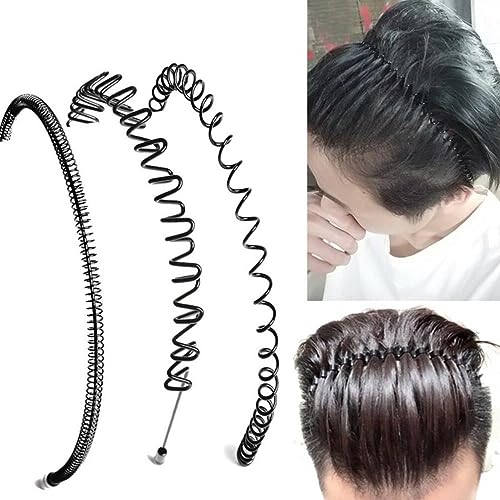 Lurrose Men Hair Bands 3Pcs Metal Headbands Wavy Hairband Spring Hair Hoops Black Unisex Head Band Spring Wavy Nonslip Men Women Sports Headwear for Woman Man Men Hair Bands