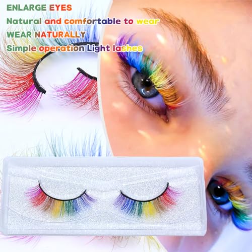 2 Pairs Rainbow False Eyelashes 3D Fluffy Synthetic Lashes