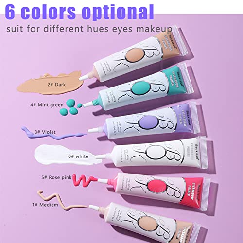 MAEPEOR Matte Eyeshadow Primer 6 Colors Prevent Oily Lids and Creasing Eye Primer Base Long-lasting Waterproof & Smudgeproof Eye Base Makeup for All Shadows (0 White)