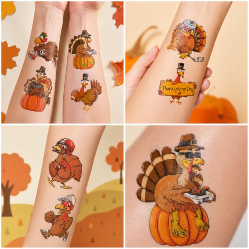 Turkey Temporary Tattoos for Kids – 96 Thanksgiving Designs